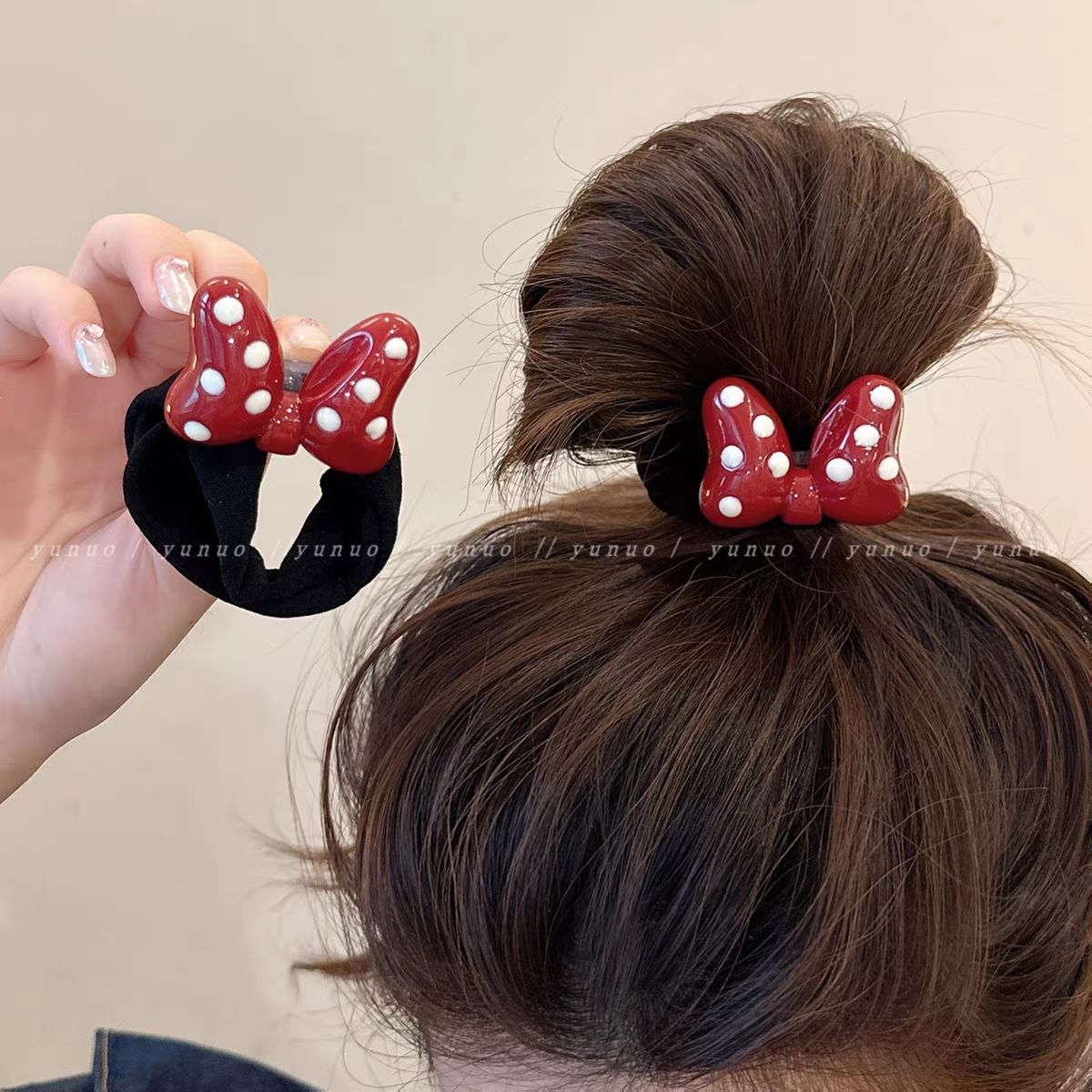 可爱蝴蝶结无缝面膜肌发圈头绳女2025高弹力耐用不伤发橡皮筋扎头