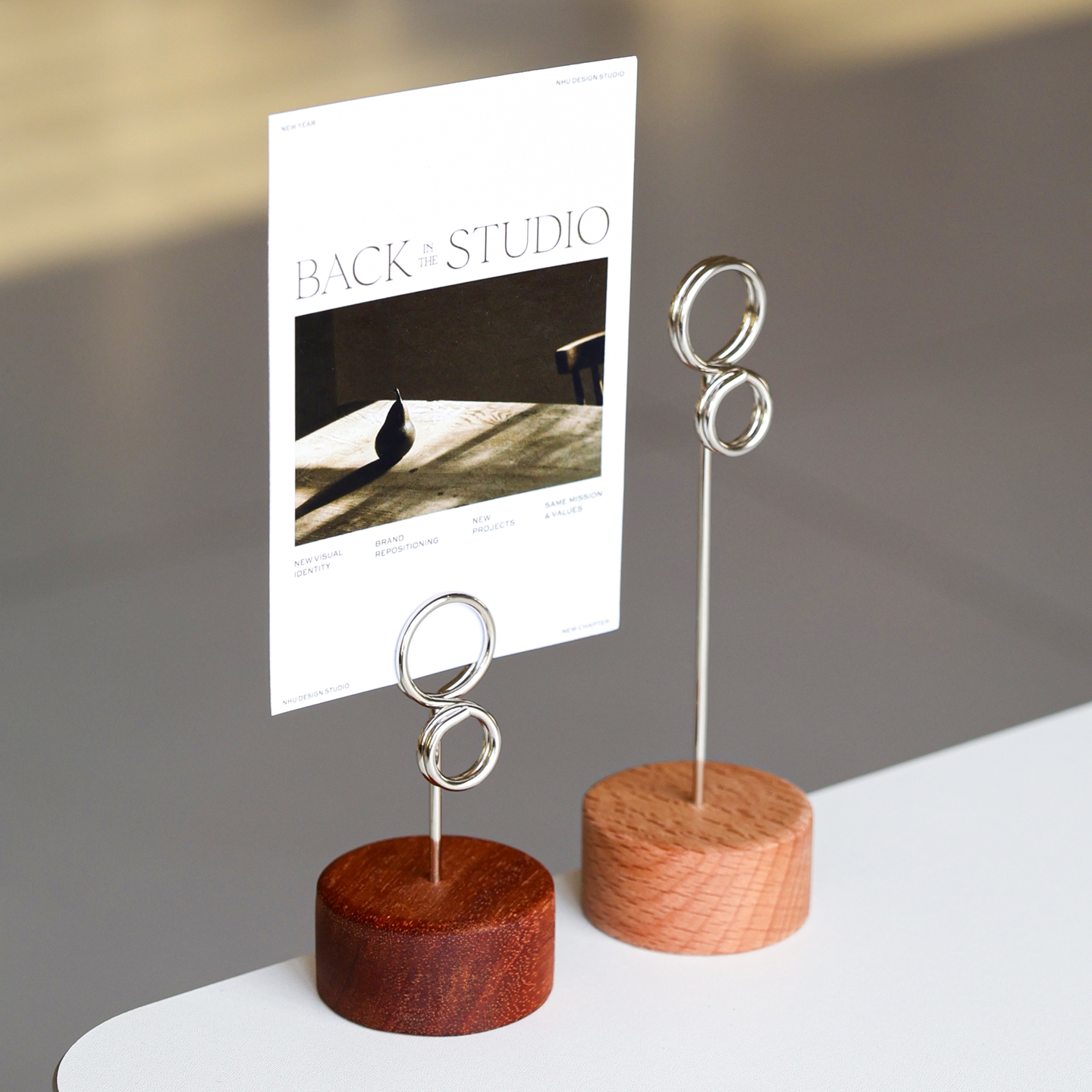 实木立牌名片夹标签夹便签夹子照片卡片支架展示夹桌面立式便利贴