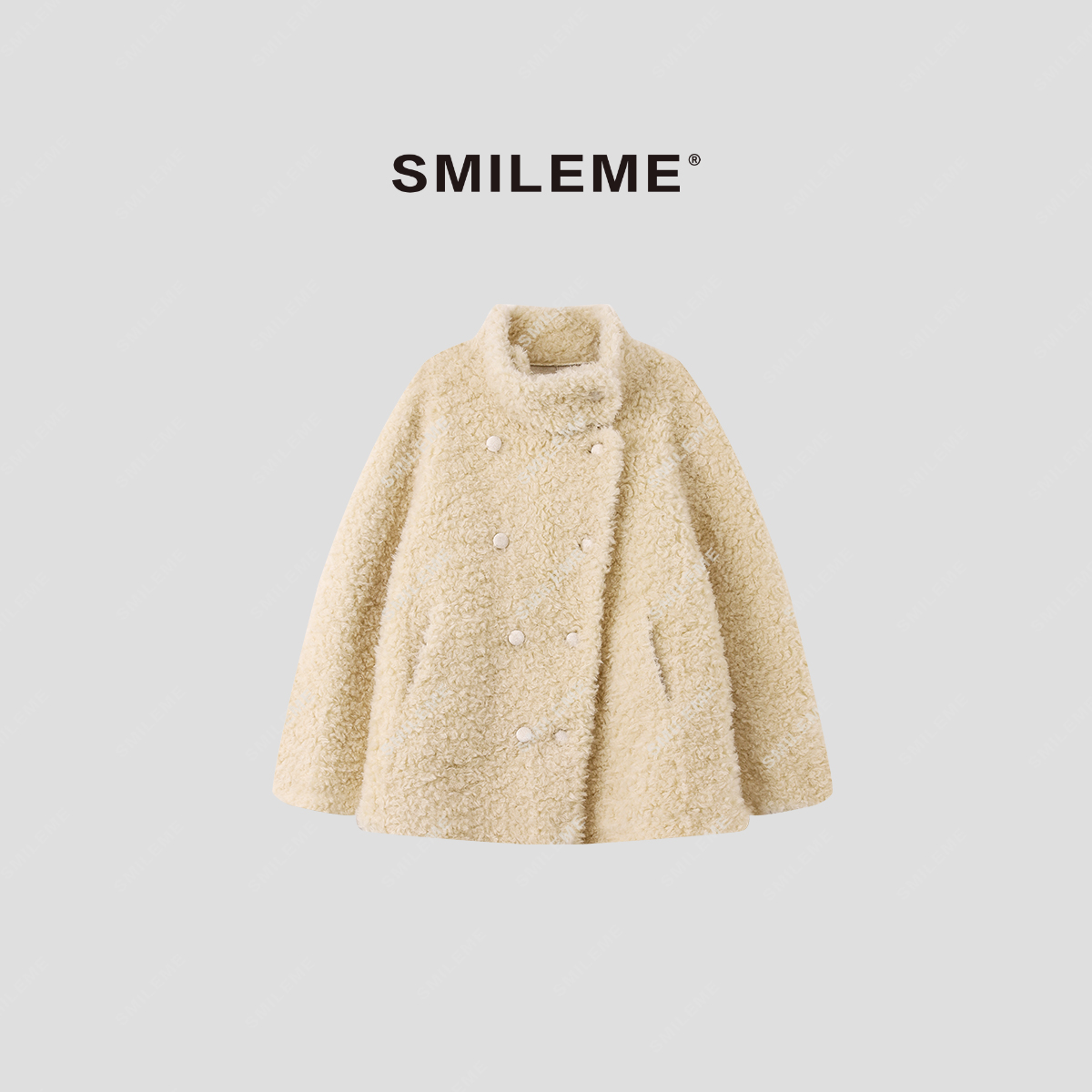 SMILEME【毛绒熊抱】秋冬季‘’100绵羊毛‘’加厚毛呢外套MA03125411