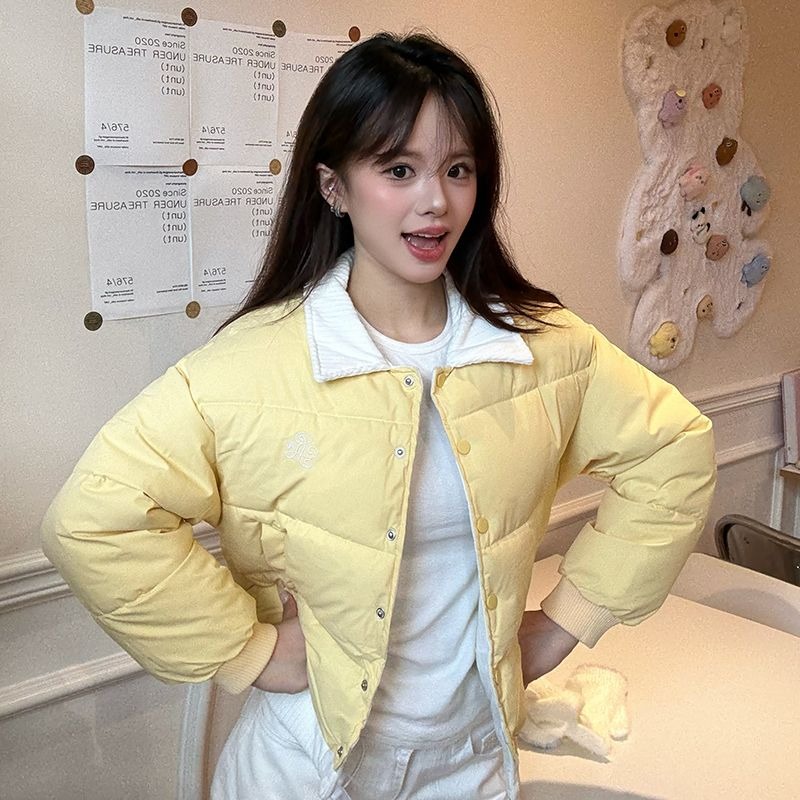 2025年冬季新款独特超好看单排扣翻领棉服外套女加厚保暖棉袄上衣