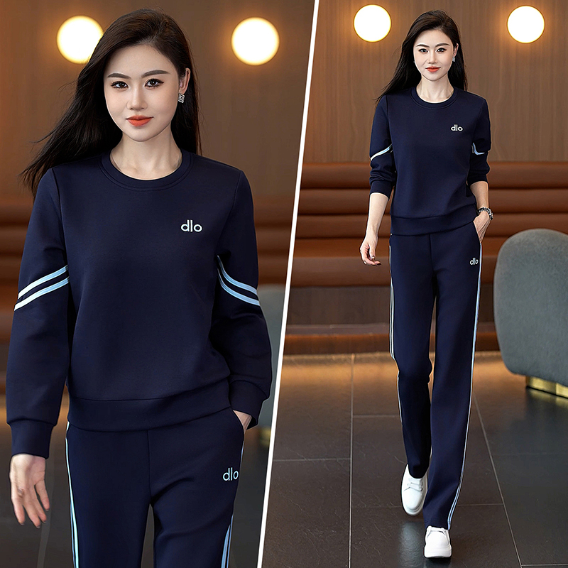 初秋穿搭高级感休闲套装女时尚圆领长袖卫衣长裤一整套女士运动服