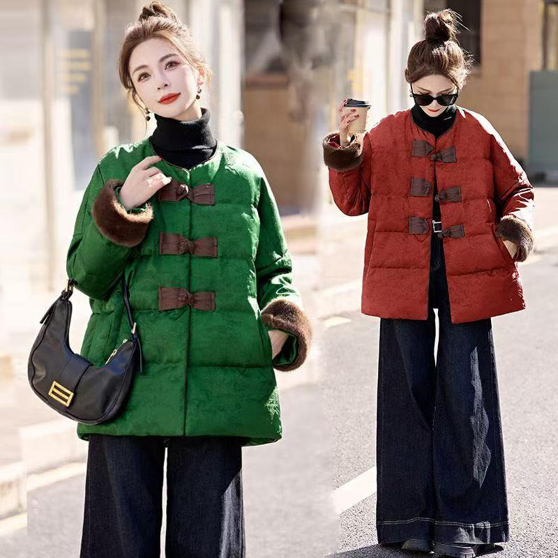 新中式冬装国风加厚立领棉衣女中国风复古文艺短款小个子宽松棉服