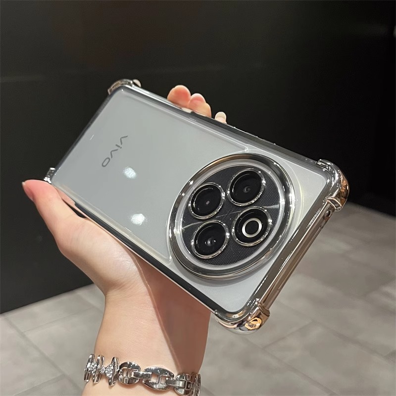 适用vivoy300pro手机壳新款y300i四角气囊防摔简约电镀透明防摔壳