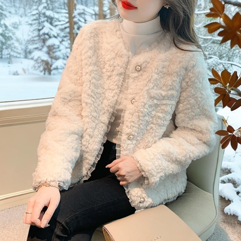 2025秋冬季新款加厚韩系新品感蕾丝花边拼接小香风高级感外套女