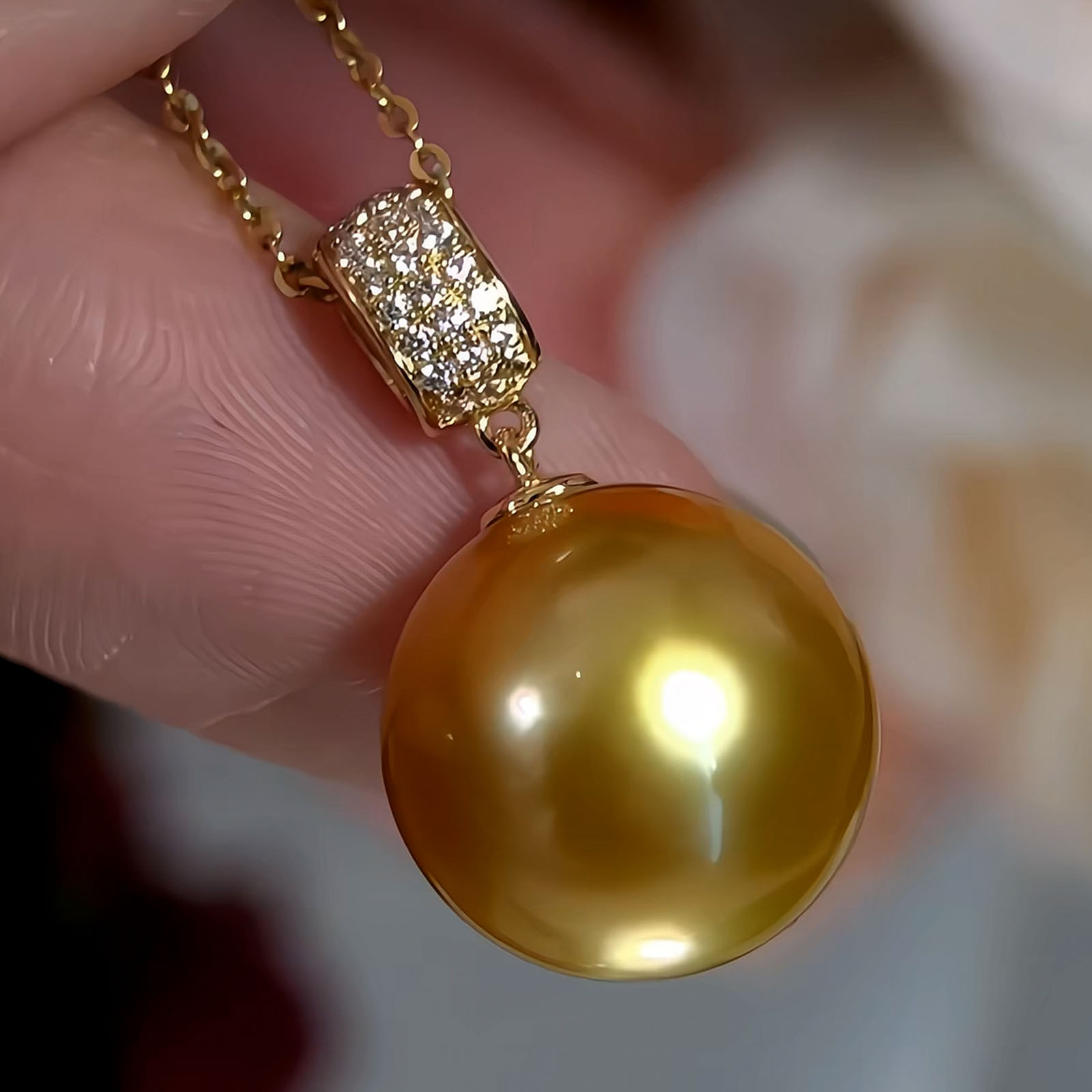 链子925银 气质时尚南洋黄色正圆14~16小蛮腰项链经典百搭简约ins