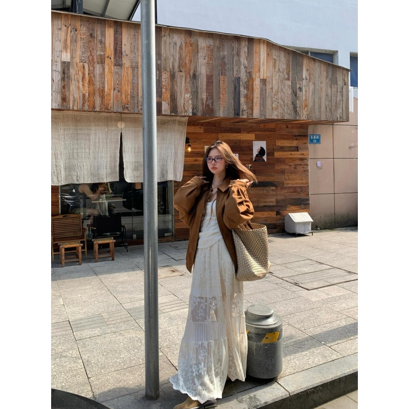 老钱风百搭松弛感女装气质宽松休闲外套设计感小众减龄时尚半身裙
