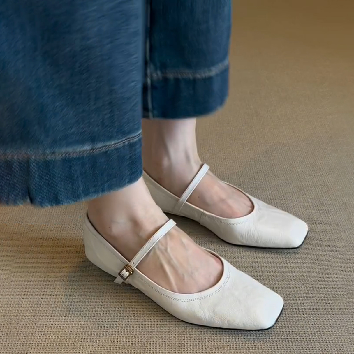 羊皮版~法式复古单鞋女2025新款一字带简约通勤软底绝美玛丽珍鞋
