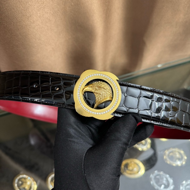 史蒂芬新款百搭男士皮带高档休闲老鹰头牛皮腰带青中老年时尚商务