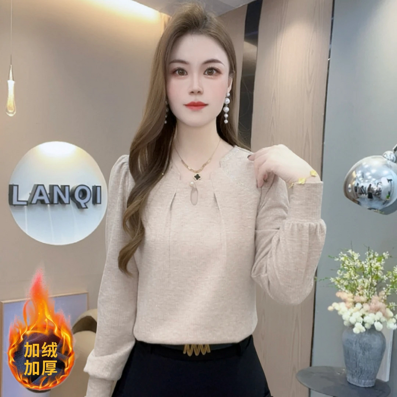 A9051设计感长袖打底衫T恤女冬季新款显瘦减龄洋气百搭上衣