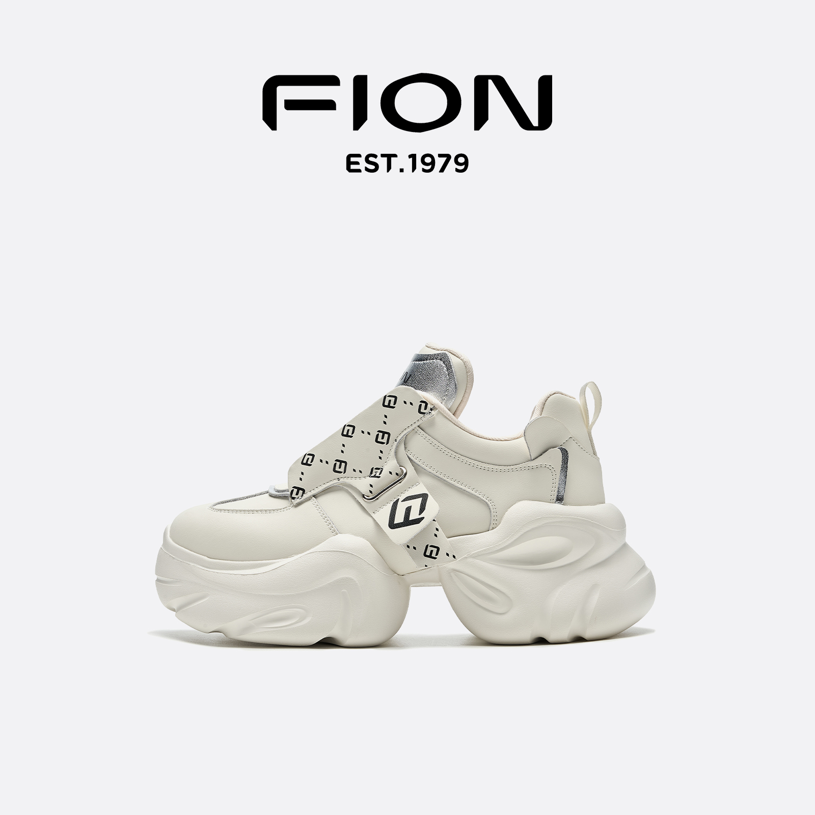 Fion/菲安妮2025年春新款运动休闲鞋系带厚底户外老爹鞋女