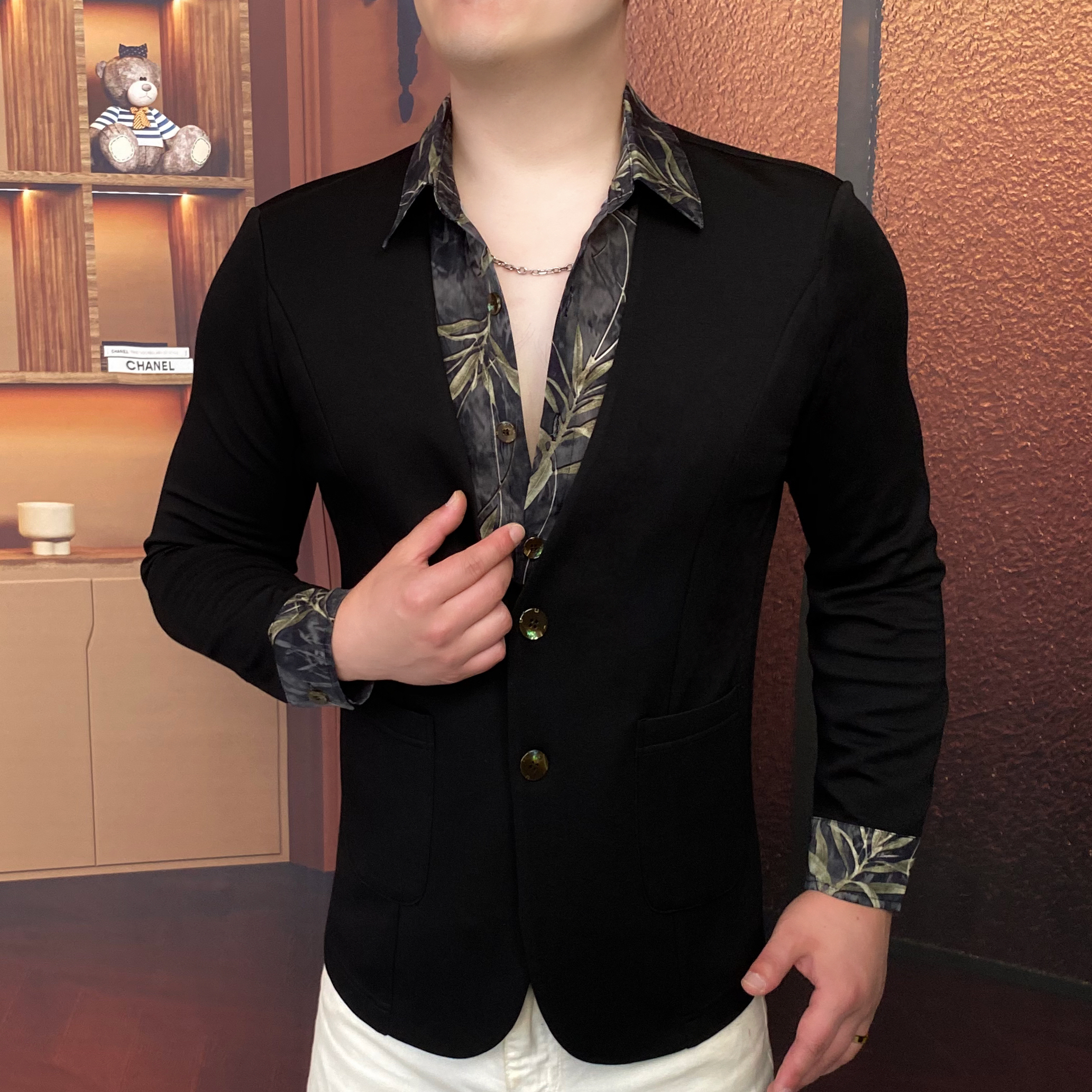 《风华正茂》2025秋季开衫外套假两件男士商务潮流百搭长袖帅气时尚