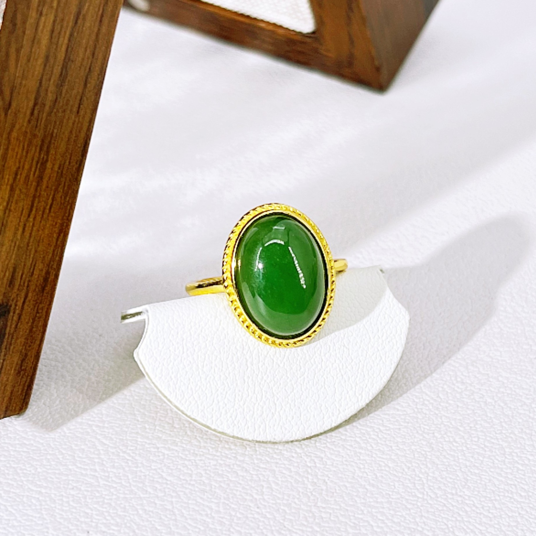 和田玉碧玉简约菠菜绿戒指S925银设计贵气珠宝银戒多样性发AL64