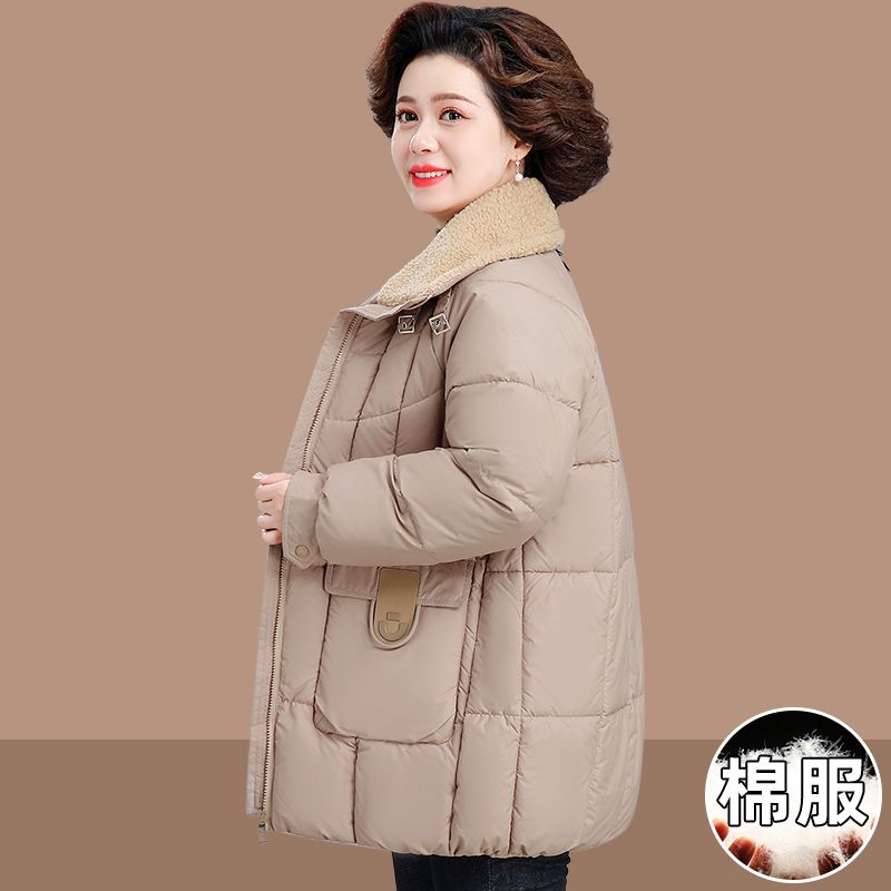 洋气妈妈中长款棉衣棉服2025新款时尚宽松中老年加厚保暖冬季外套