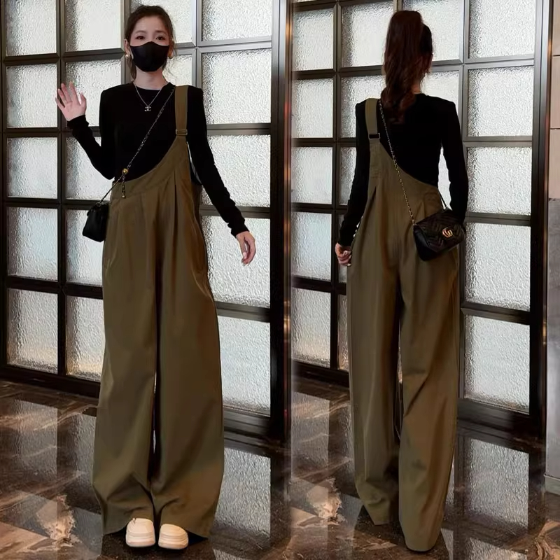 时尚套装女2025秋季新款洋气显瘦减龄长袖上衣工装背带裤两件套潮