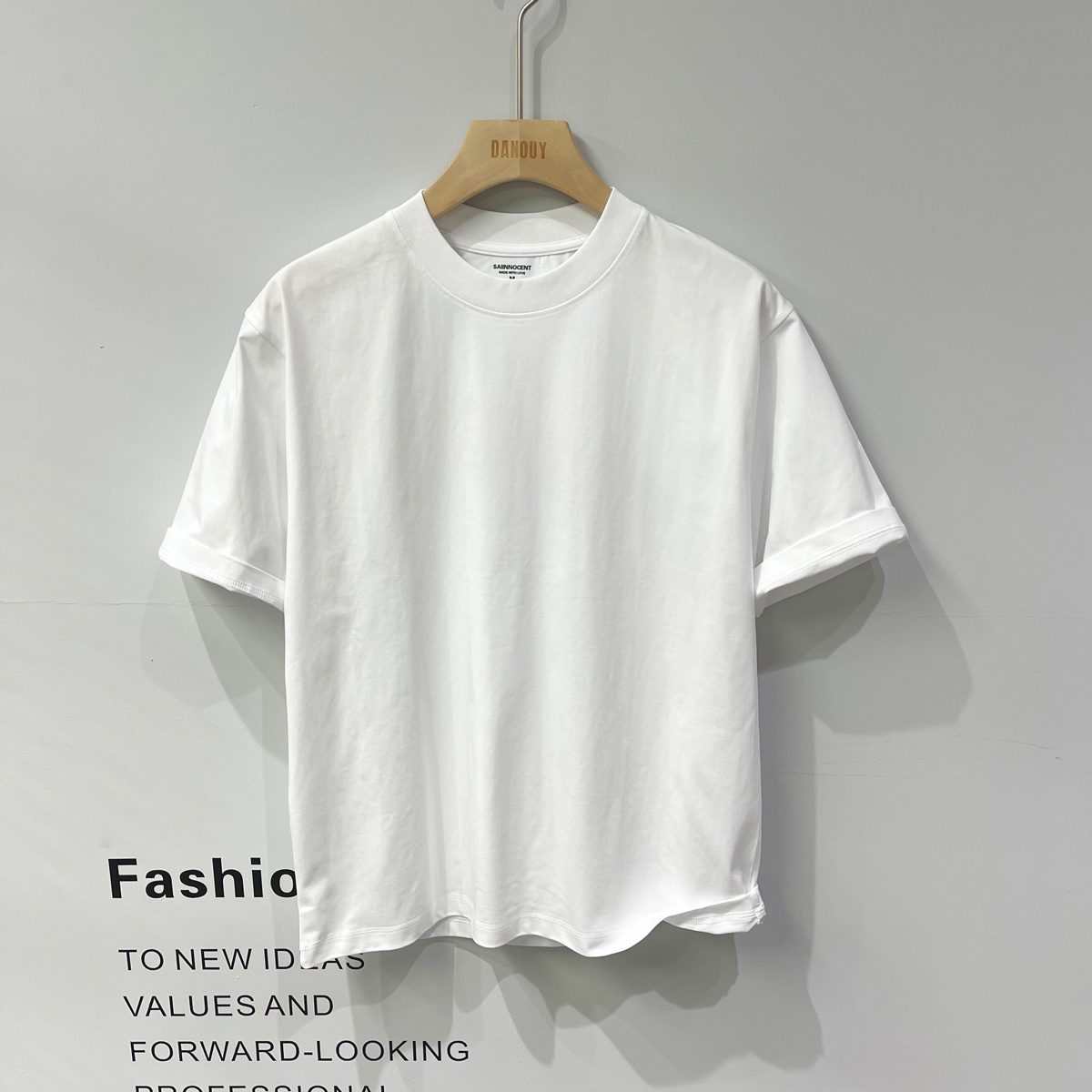 240g凉感透气纯色短袖T恤男士新款夏季宽松休闲圆领上衣