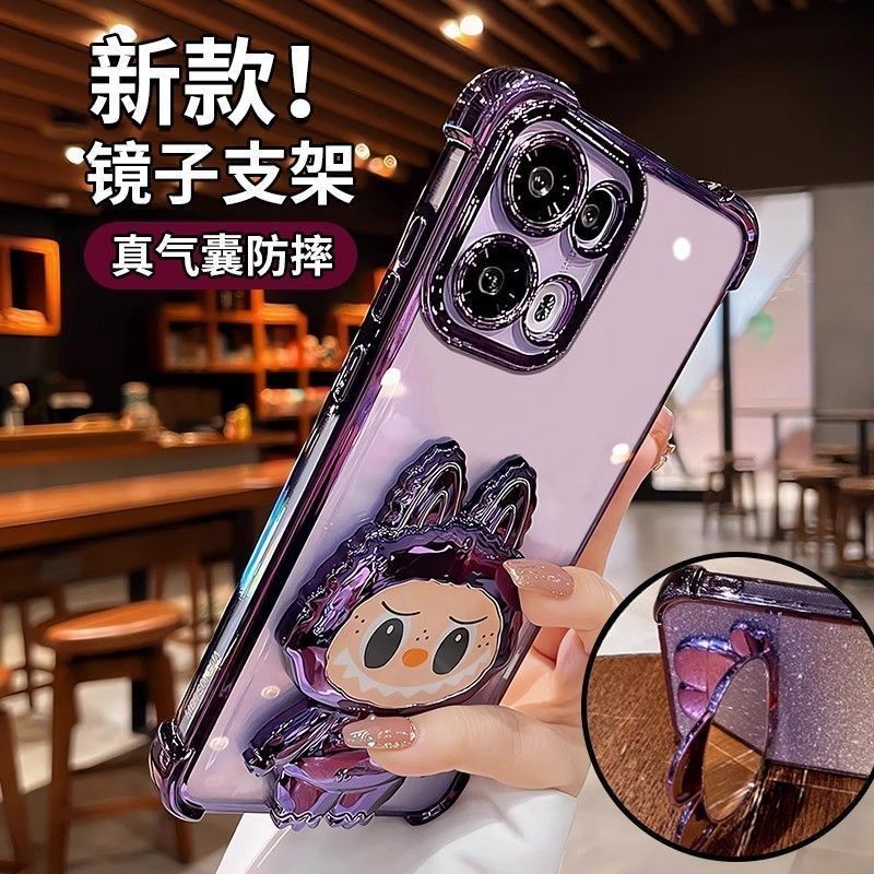 适用OPPOReno14拉布布手机壳Reno14Pro补妆镜Reno14/13/12P支架壳