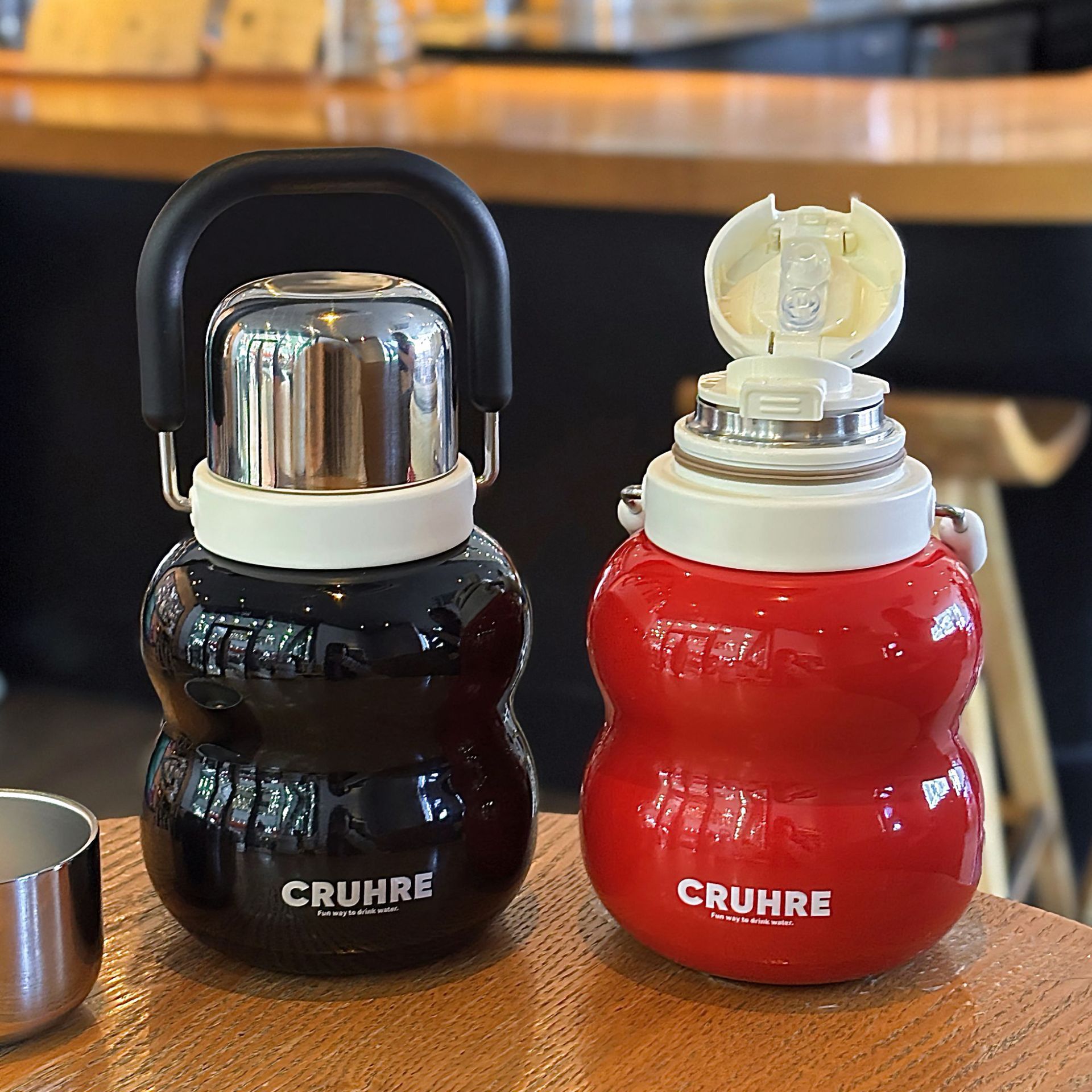 简约轻奢提手葫芦杯自带坚固提环方便携带一杯双饮茶杯饮水杯大肚