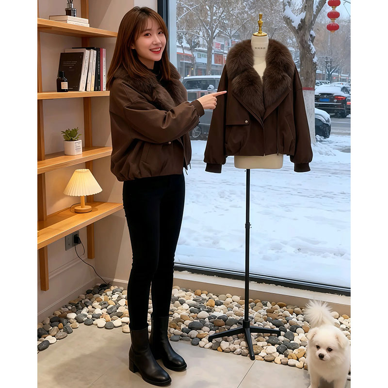 兹伊翰【温馨冬日】设计感小众毛领棉衣外套女2025冬季新款时尚棉服