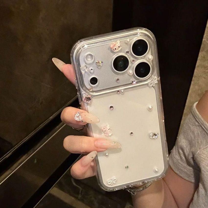 粉钻kitty猫蝴蝶结适用于苹果17promax/16/15/14手机壳高级女新