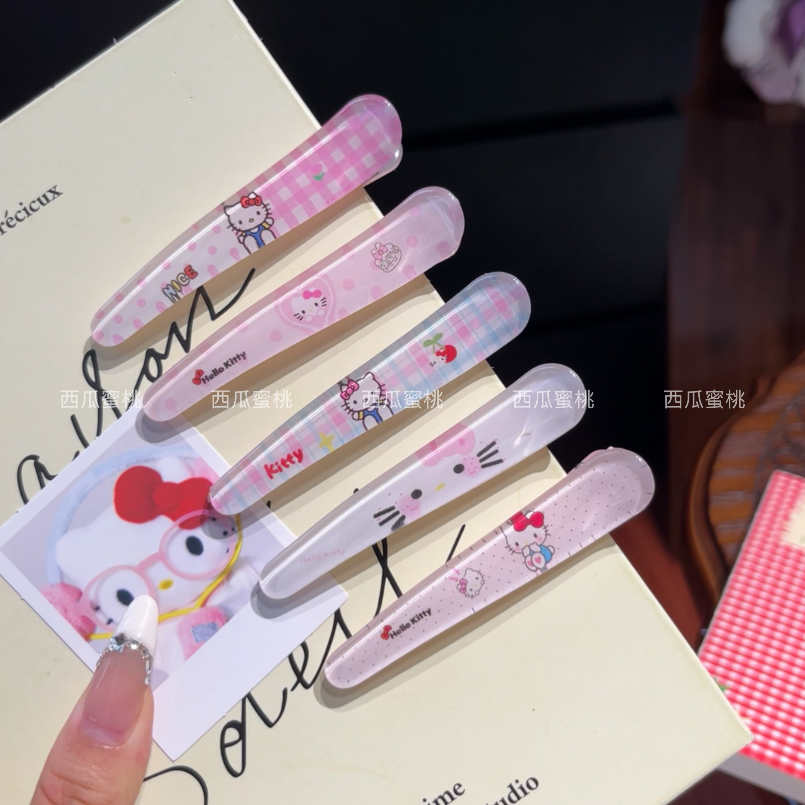 可爱粉色kt波点鸭嘴夹甜美ins少女心刘海夹卡通百搭简约网红发卡