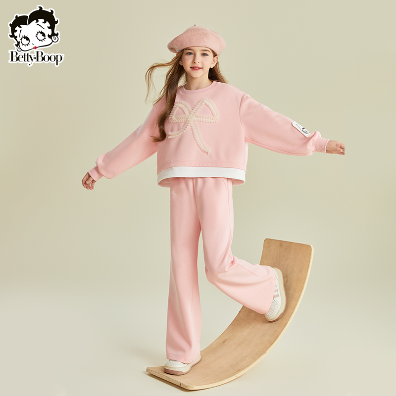 贝蒂女童春秋季蝴蝶结卫衣卫裤两件套2025年女大童儿童套装25031