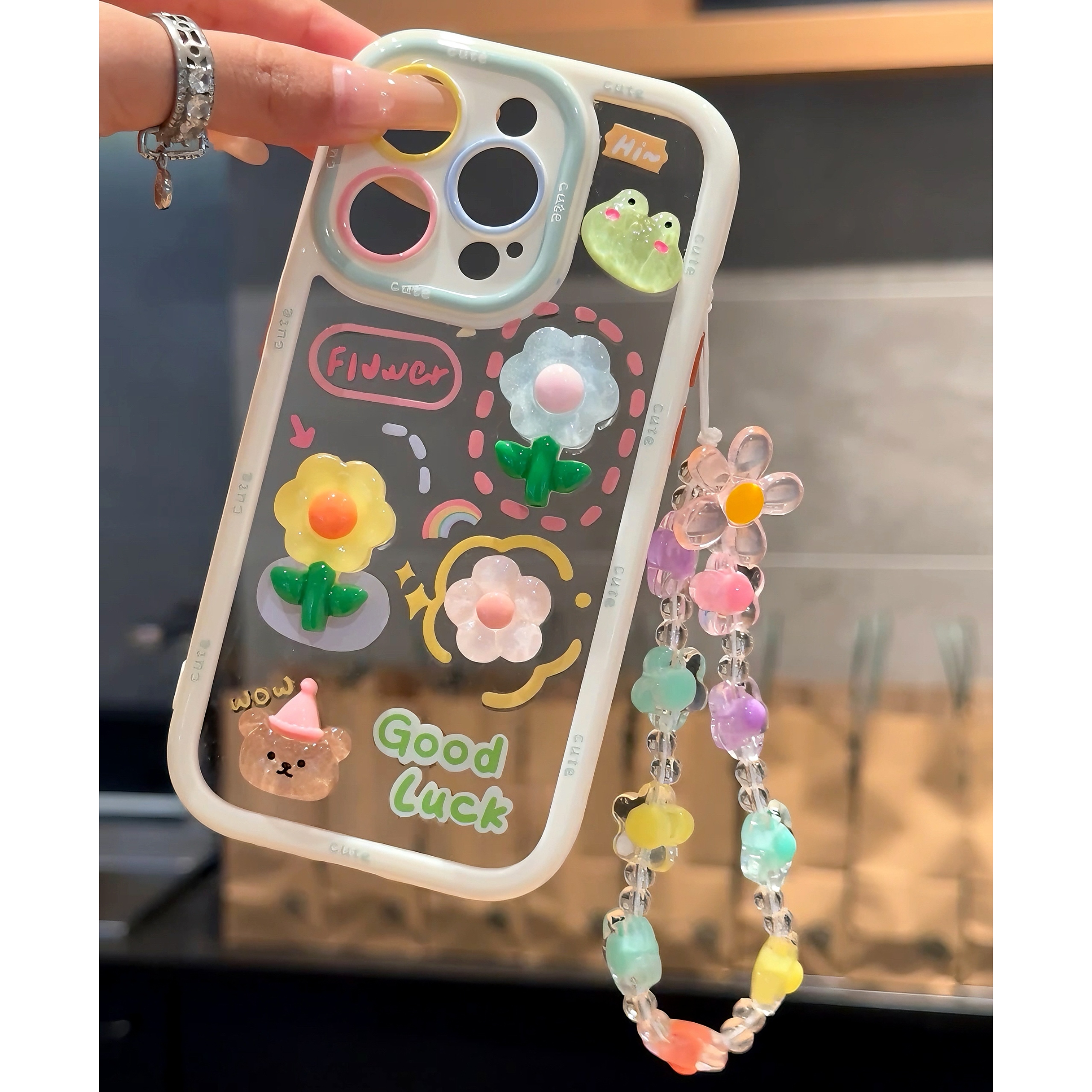 青蛙花公仔链条适用iPhone16苹果13立体手机壳15华为vivo小米oppo