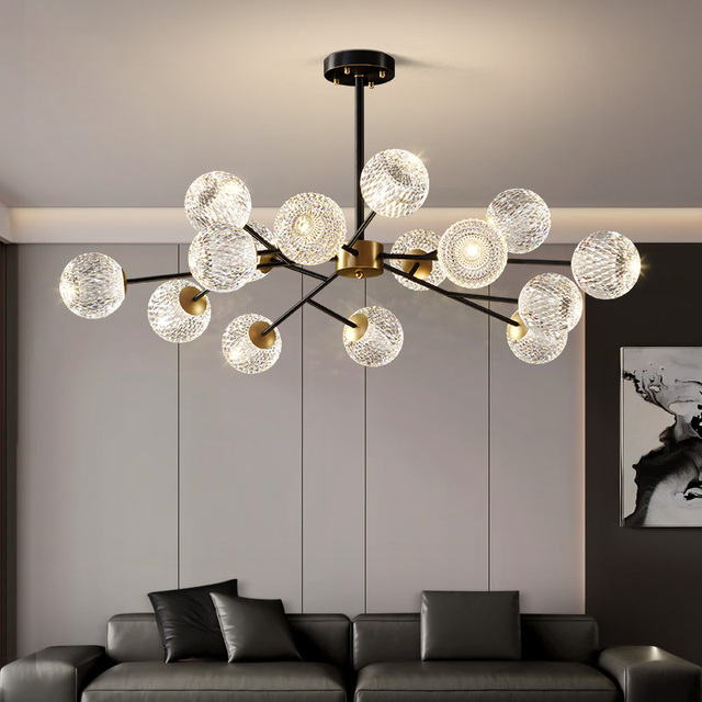 帕莎铜客厅吊灯北欧轻奢灯魔豆分子灯简约现代轻奢卧室餐厅灯具