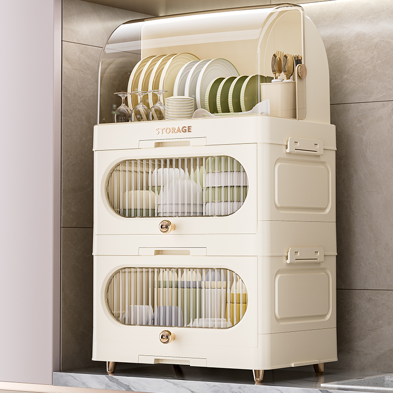 家用厨房沥水碗架大号多层多功能碗碟收纳架置物架带盖防尘收纳架