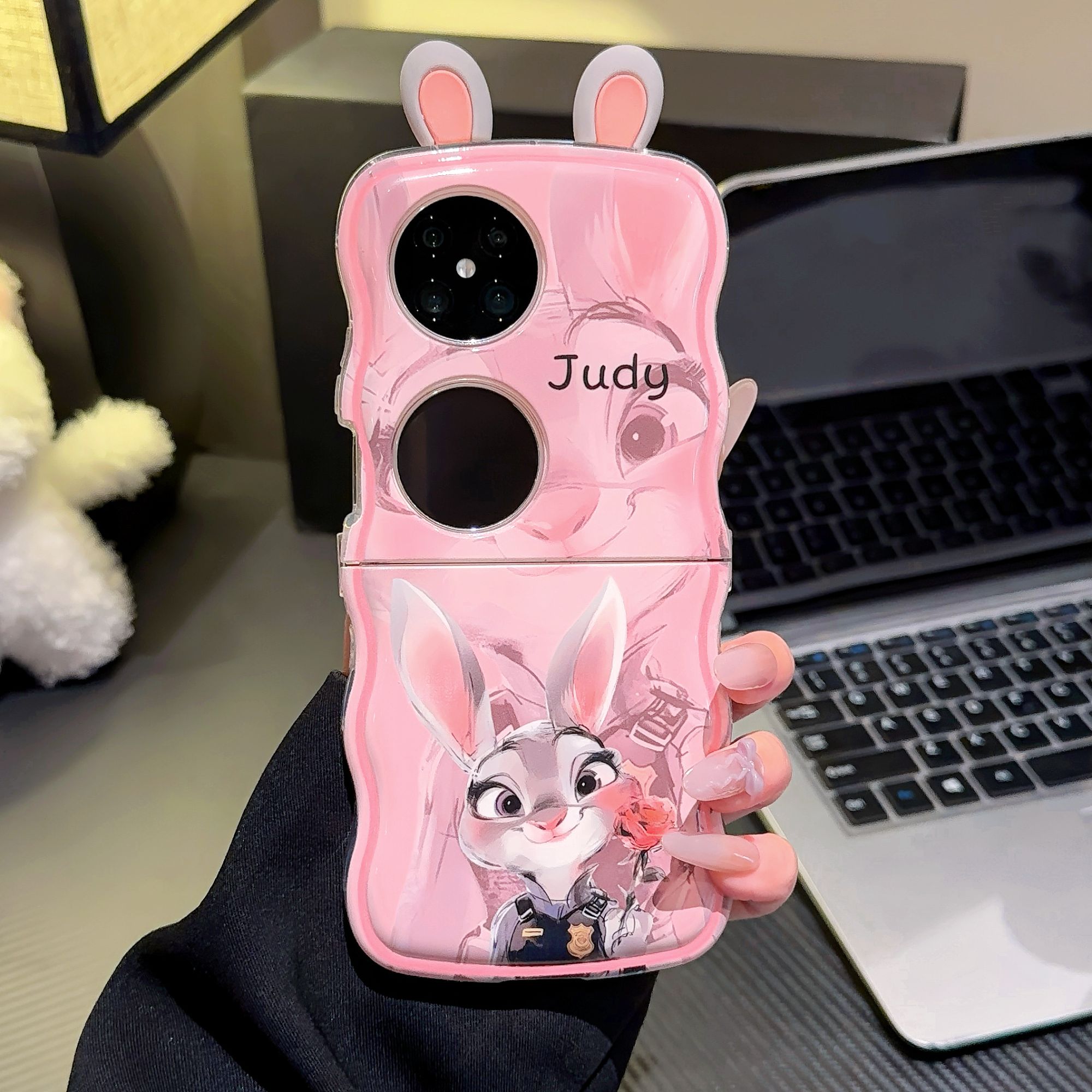 适用于华为POCKET2波浪手机壳FINDN3FLIP尼克朱迪卡通手绳高级感