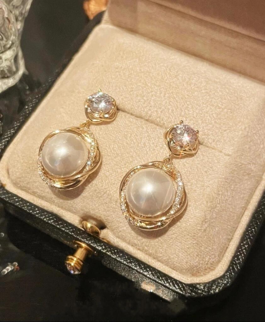 铜合金耳饰 仿珍珠 珍珠吊坠耳钉925银针耳环轻奢高级感气质百搭