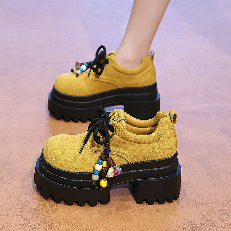 复古乐福鞋女2025新款爆款秋季百搭厚底松糕增高英伦风小皮鞋单鞋