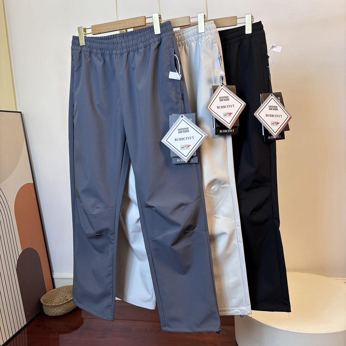 三防科技面料 户外软壳男士防风防泼水宽松直筒冲锋裤运动休闲裤