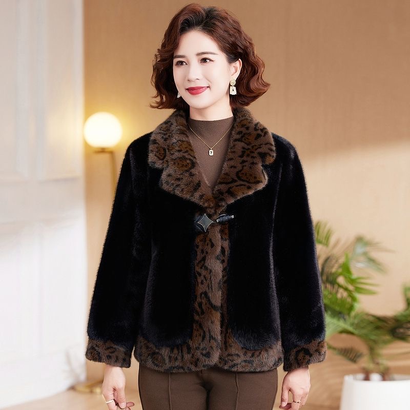 2025短款大衣女气质加厚皮毛一体上衣妈妈装外套