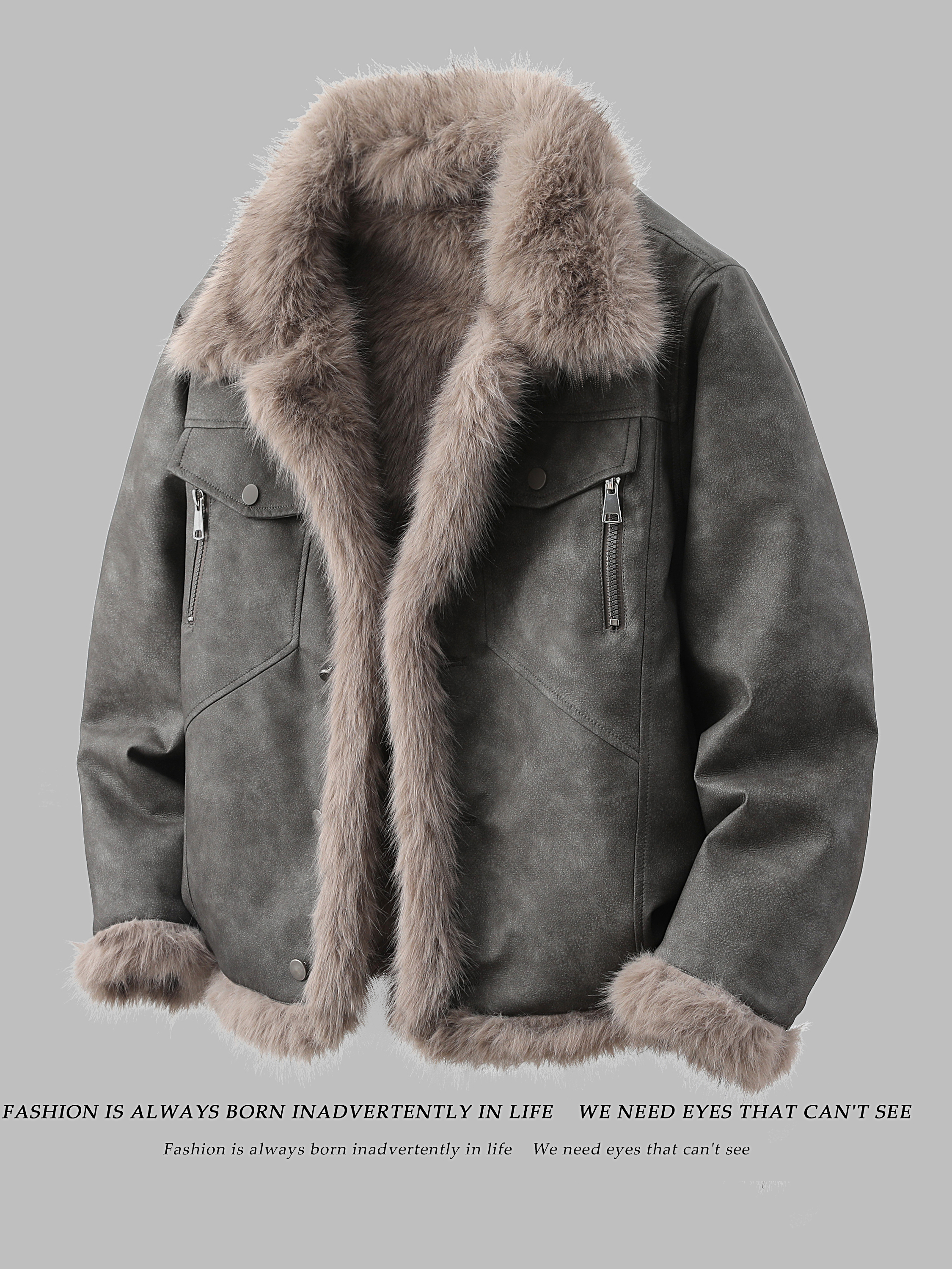 加大码300斤皮毛一体冬季加绒加厚皮衣双面穿皮袄宽松夹克外套男