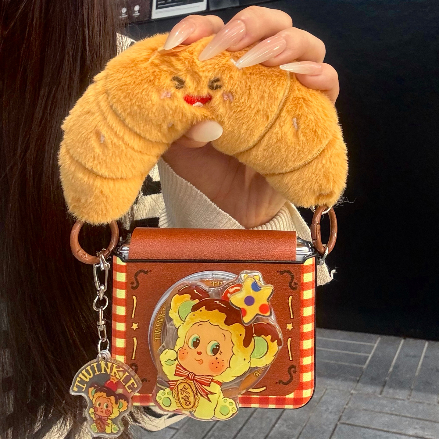 适用华为purax典藏版折叠屏手机壳pocket2皮质旋转星星人磁吸支架