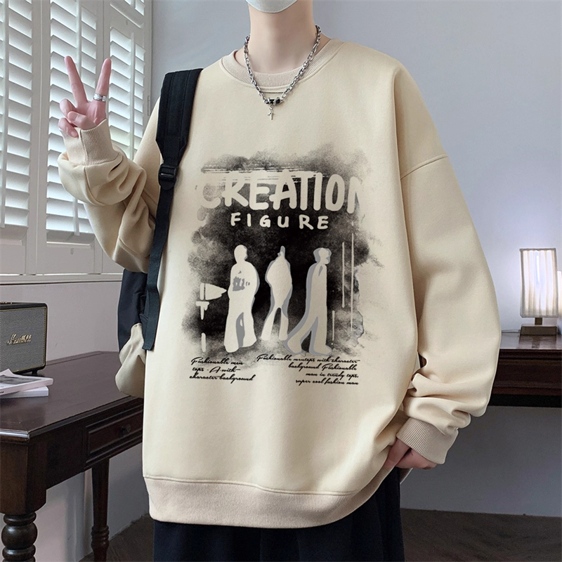 顶瓜瓜大码300斤美式潮牌小众圆领卫衣男女秋冬加厚宽松显瘦卫衣