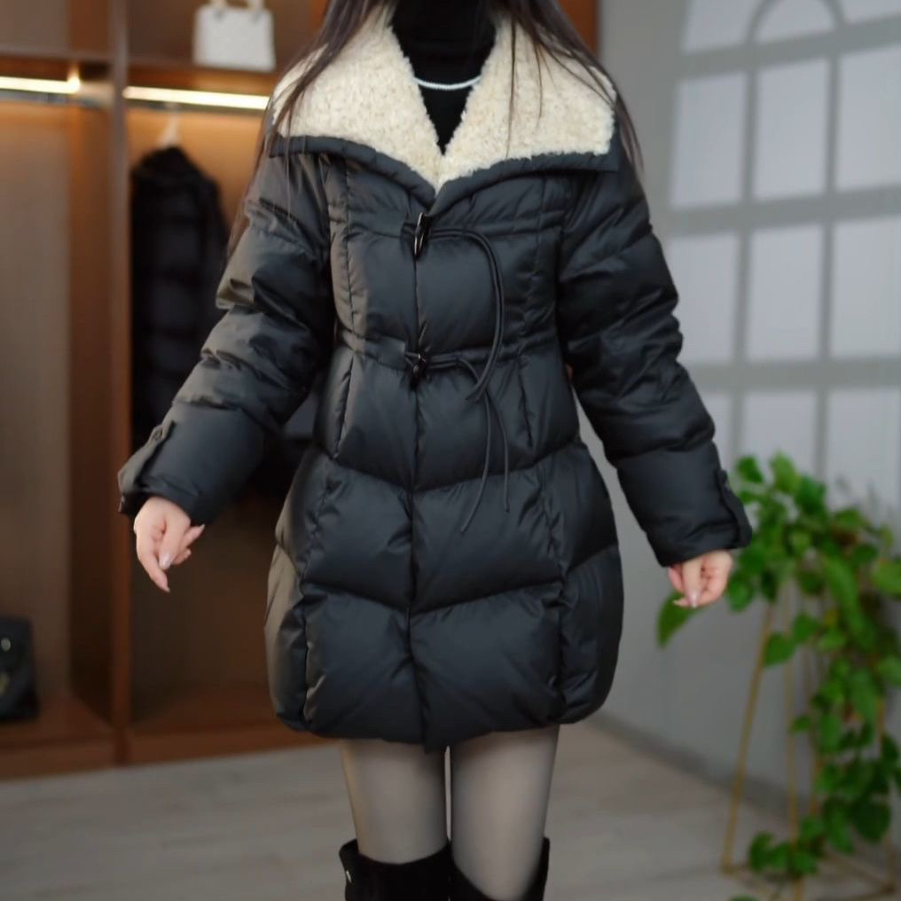 高级鸭绒宽松洋气中长款羽绒服2025冬季新款加厚保暖时尚气质外套