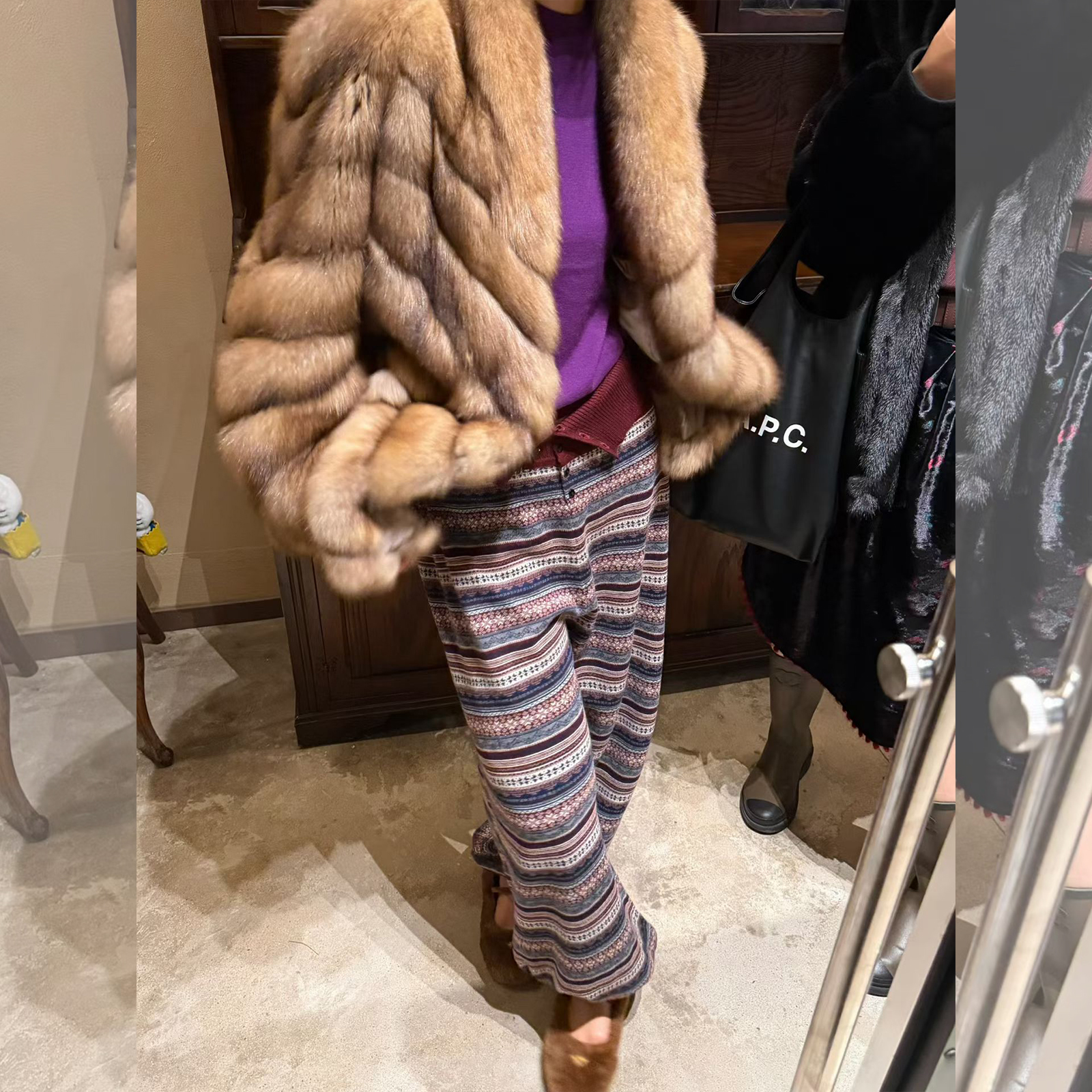 SELALA -OITMMTIO 25冬季雪花费尔岛羊毛针织灯笼裤 DY5S39003