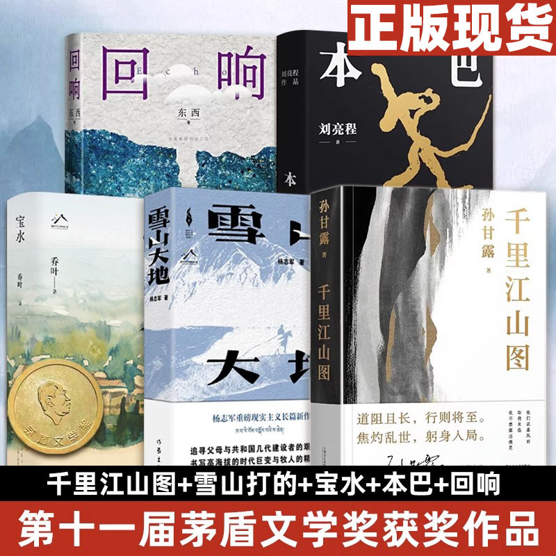第十一届茅盾文学奖作品5册：宝水、本巴、回想、雪山大地、千里江山图
