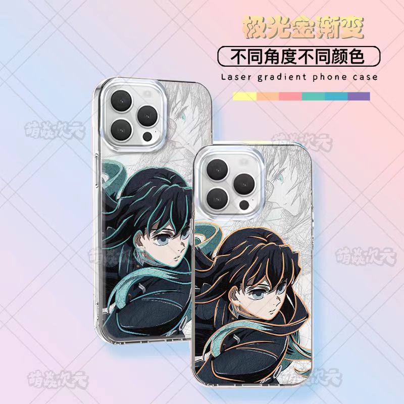 时透无一郎霞柱适用苹果17华为VIVO小米红米OPPO一加极光金手机壳