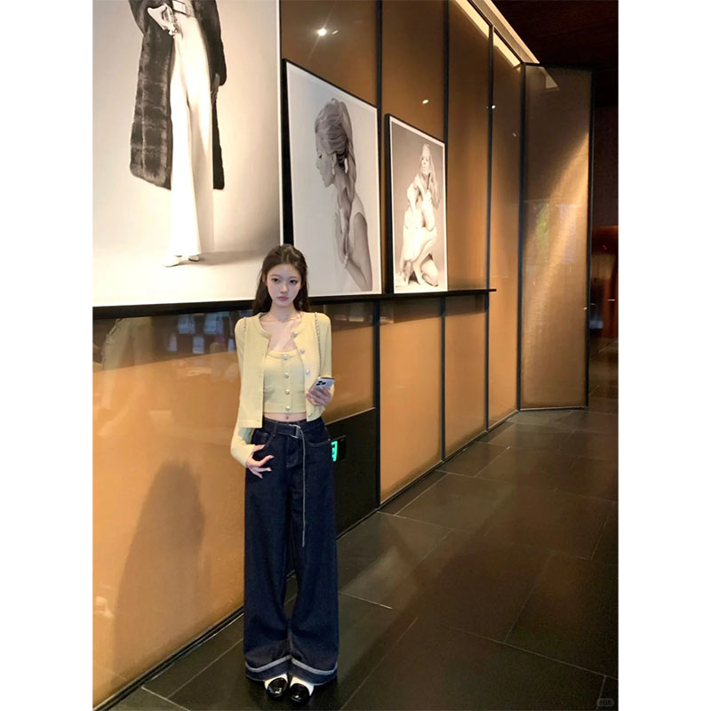 2025秋冬套装设计感小众洋气时髦上衣两件套高腰复古直筒阔腿裤女