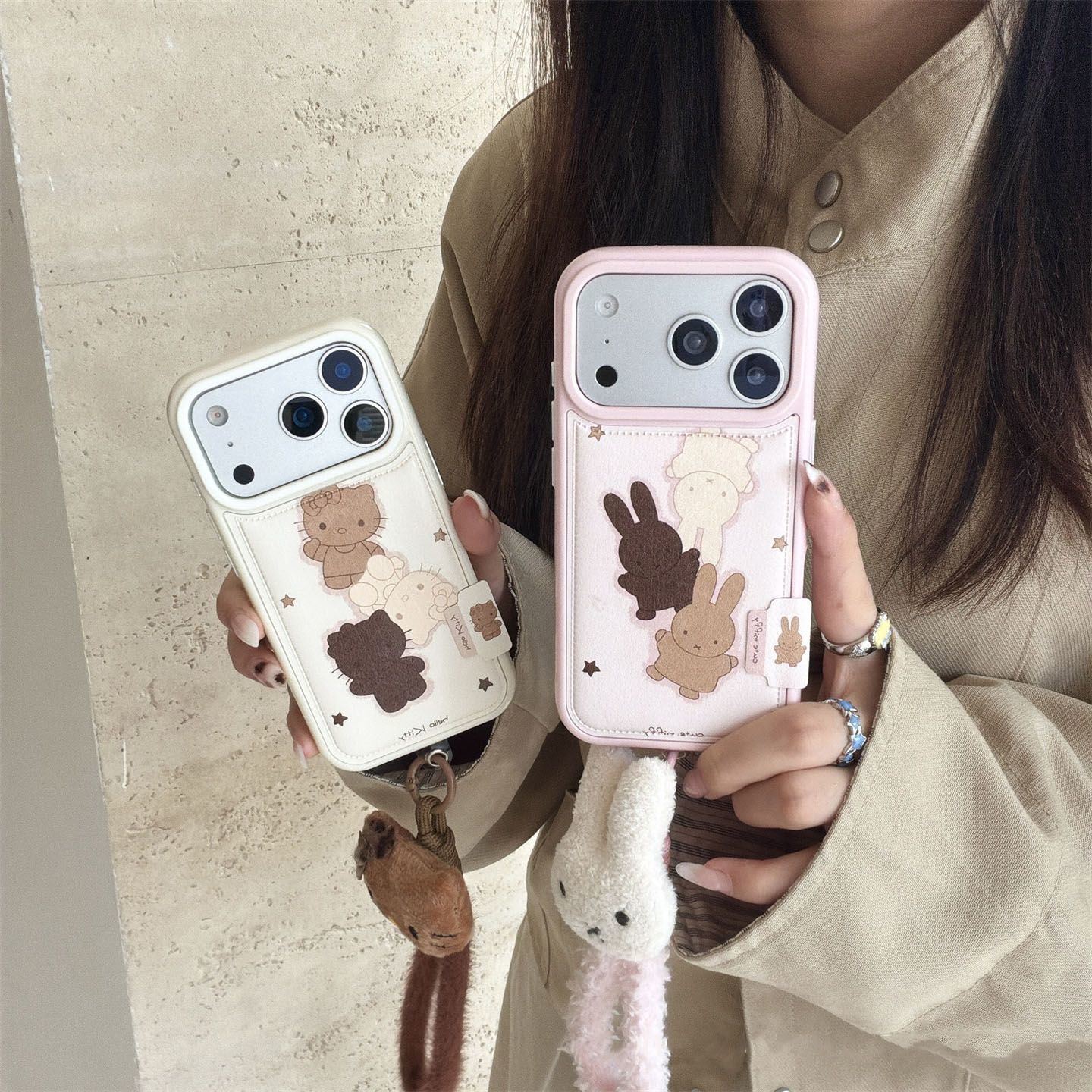 秋冬KT米菲兔毛绒手绳适用于iphone17Promax手机壳16卡通15可爱14