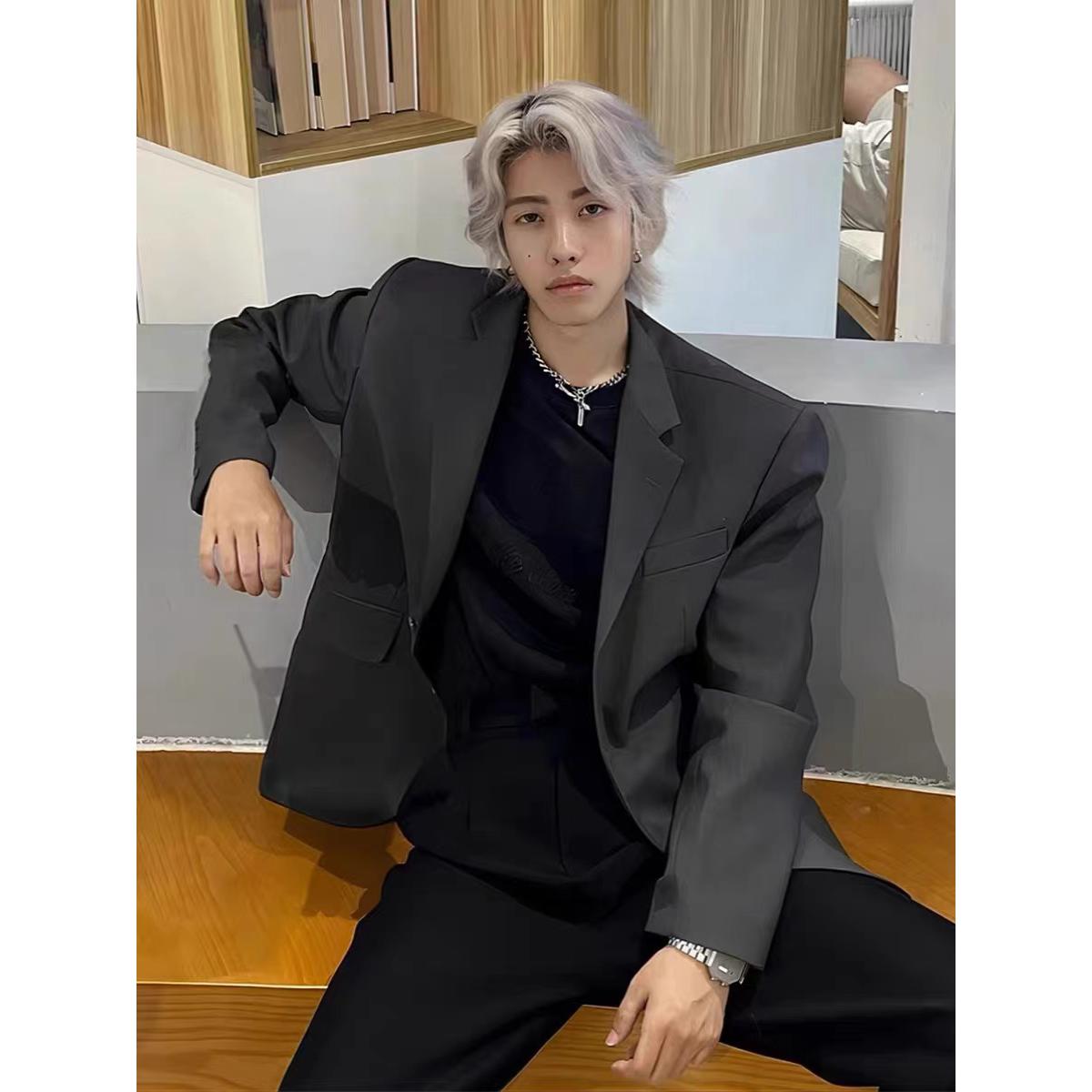 休闲西服外套男轻熟风高级感商务正装小西装痞帅dk制服修身上衣