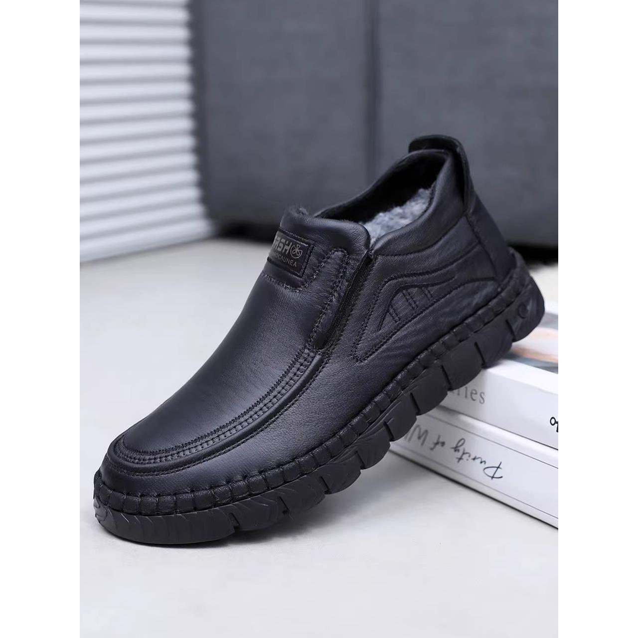 老北京布鞋男棉鞋冬季加绒保暖爸爸鞋子中老年软底防滑商务休闲鞋