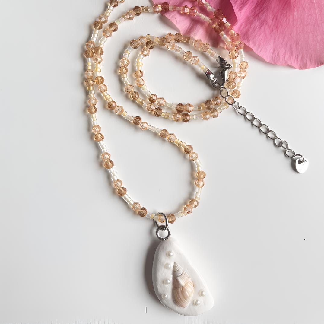 非金属仿水晶项链 海洋物语不规则串珠链手工气质百搭复古炫彩