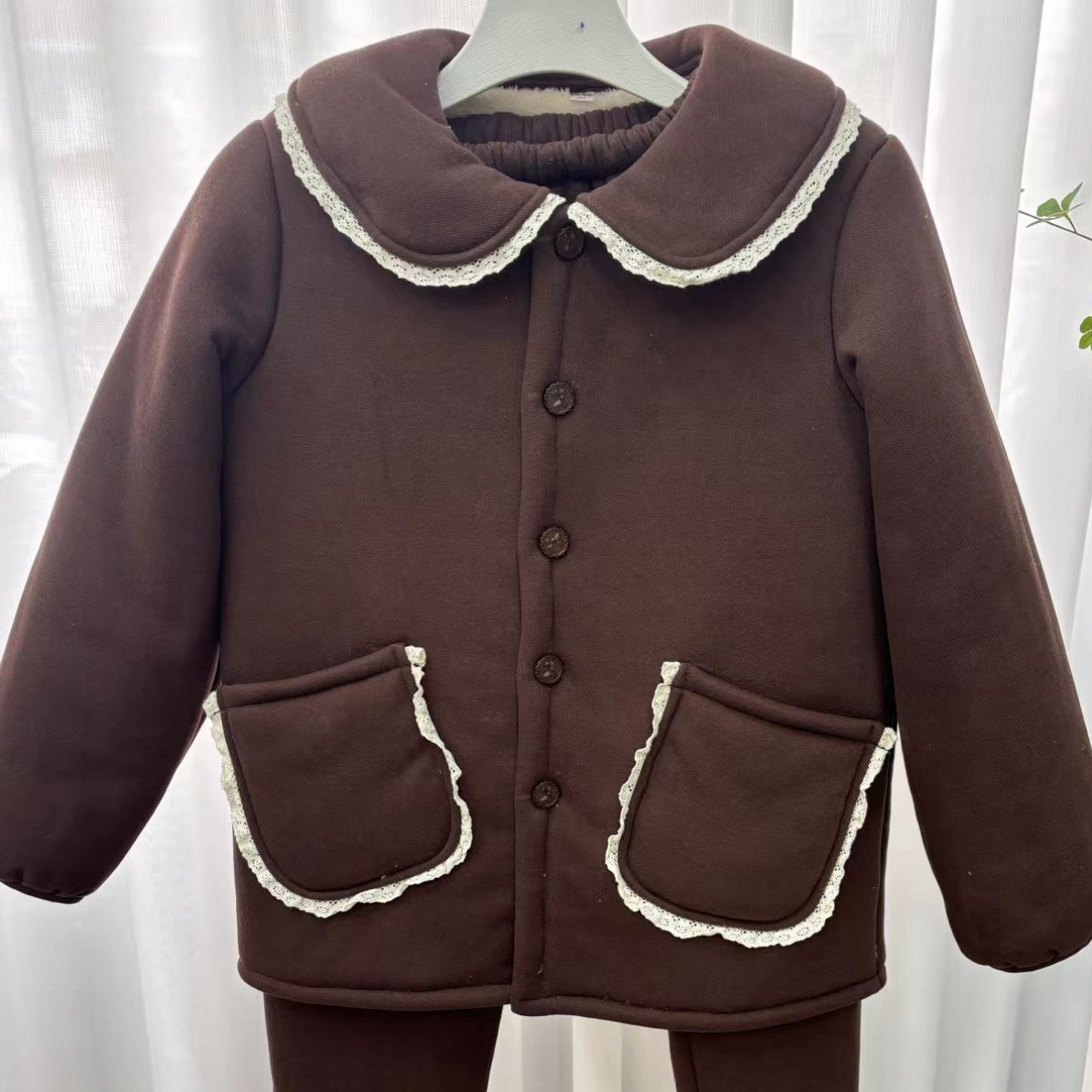 6002冬季新款三层加绒加厚可外穿家居服套装