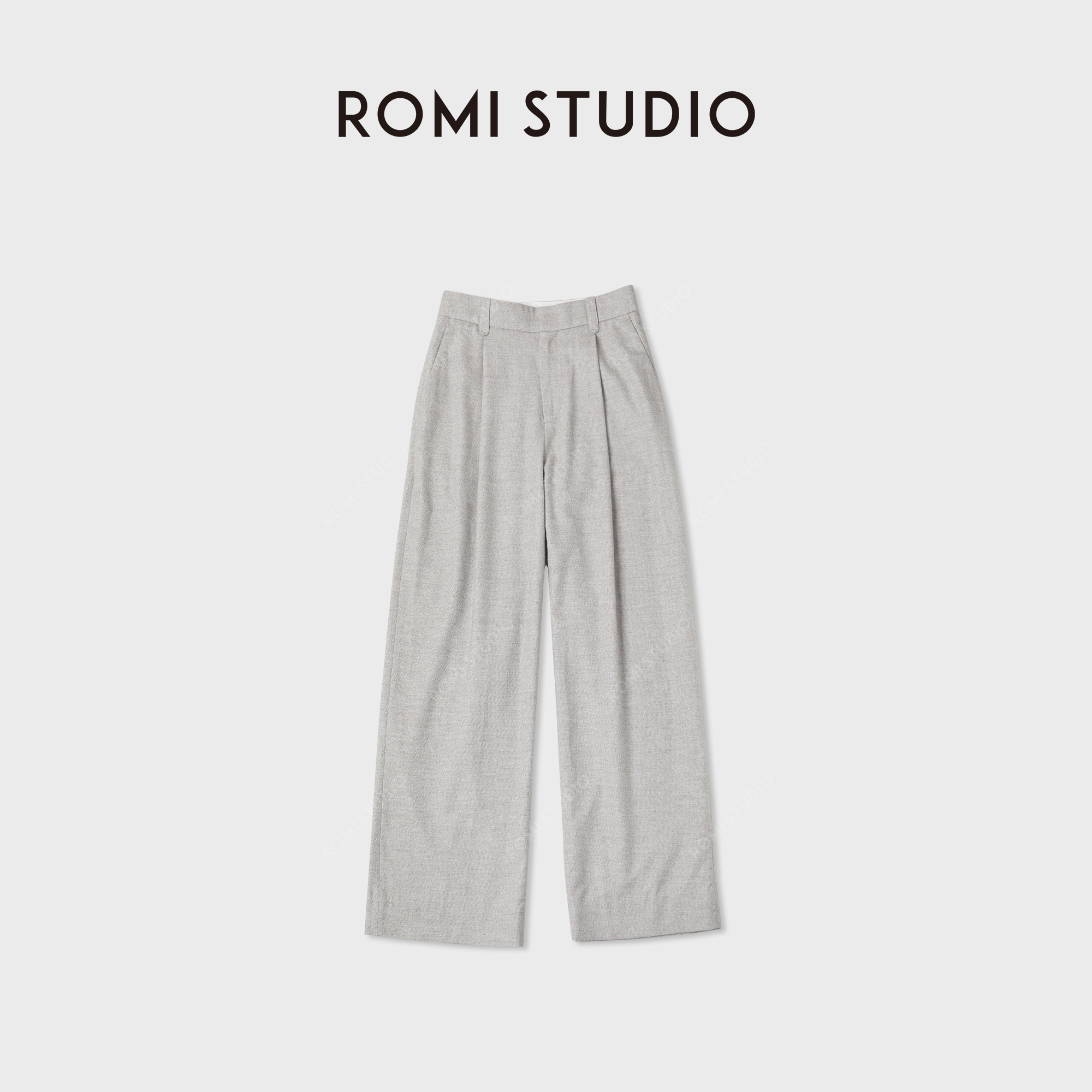 ROMI STUDIO“自然无拘”牦牛绒混纱气质保暖松弛直筒裤RWCAXG5924