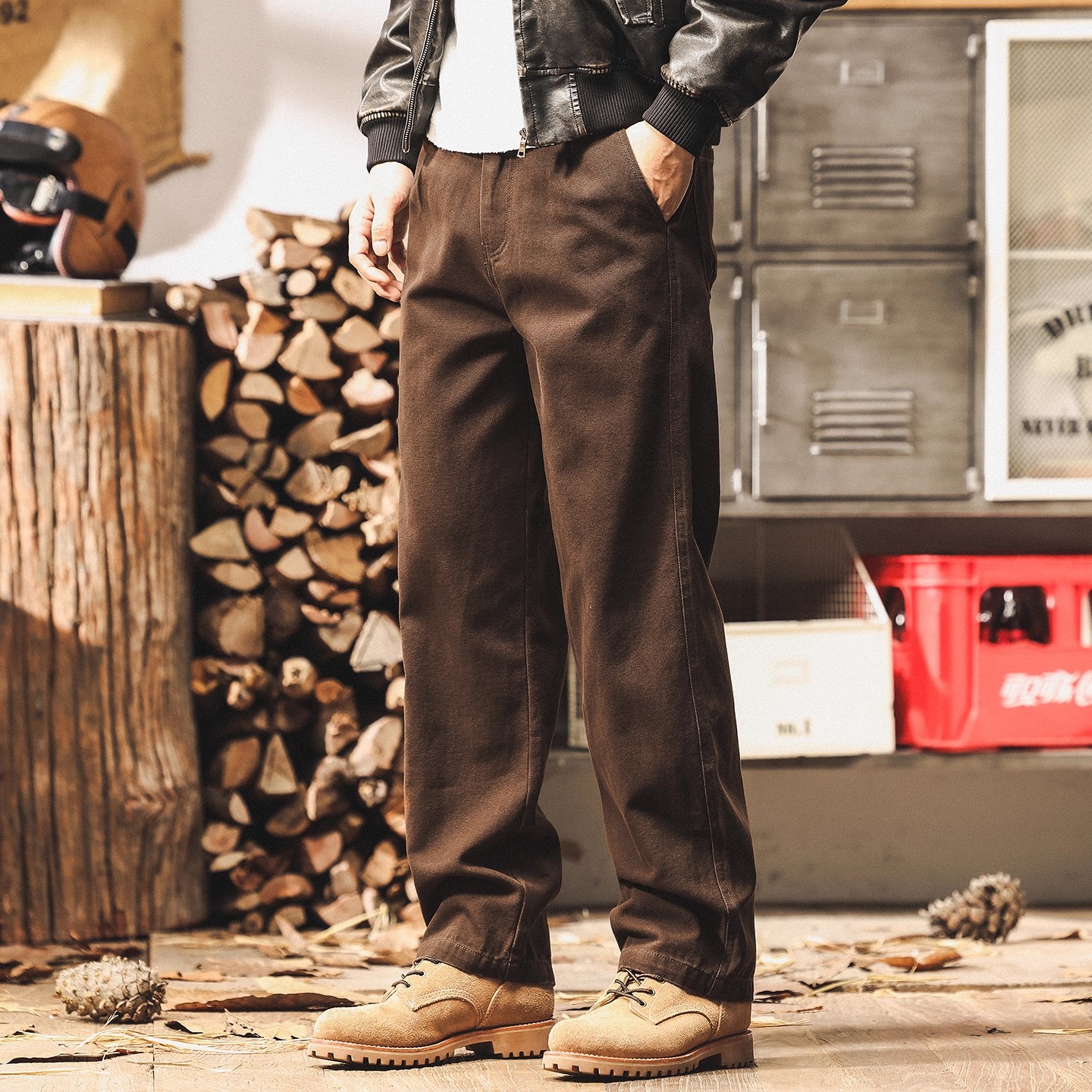 美式复古工装裤子男秋季潮牌百搭直筒长裤新款百搭时尚男士休闲裤