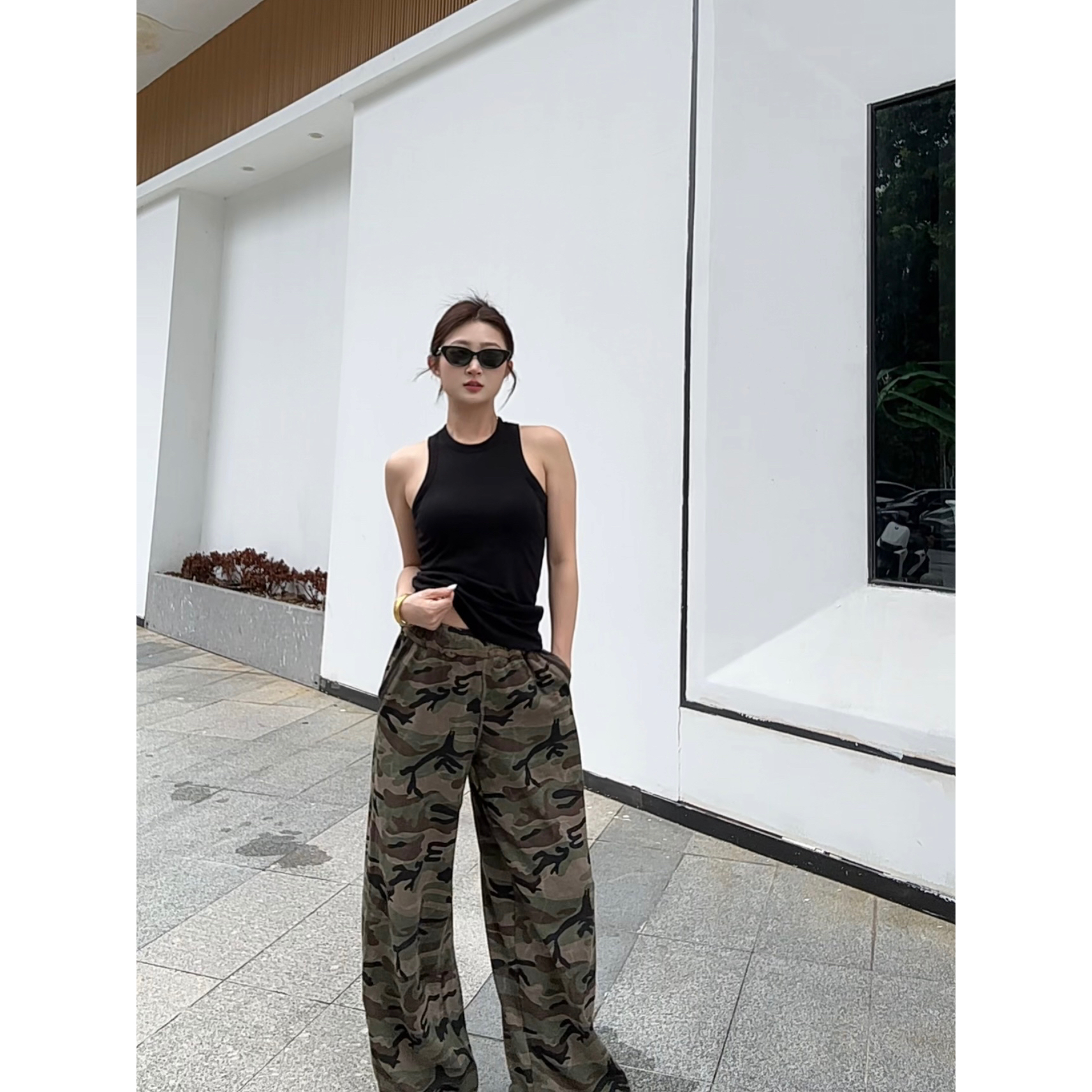 633欧美极简工字背心（带胸垫）基础无袖修身辣妹夏季休闲时尚上衣