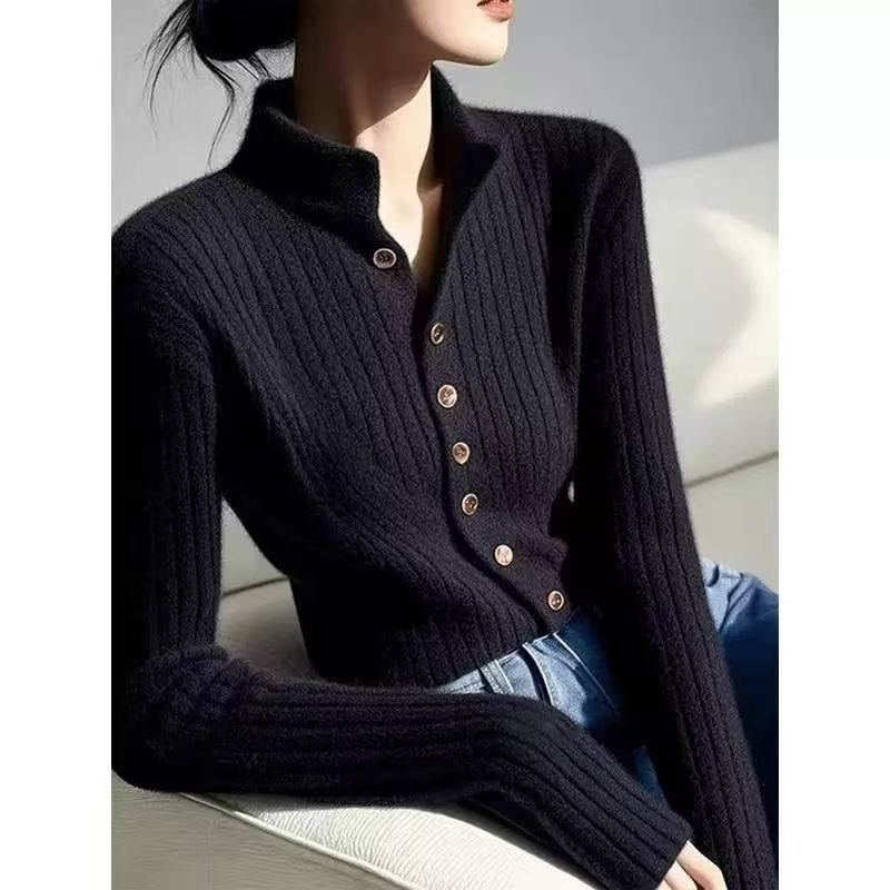 黑色高领针织衫女秋季新款法式气质内搭显瘦打底毛衣超级好看上衣